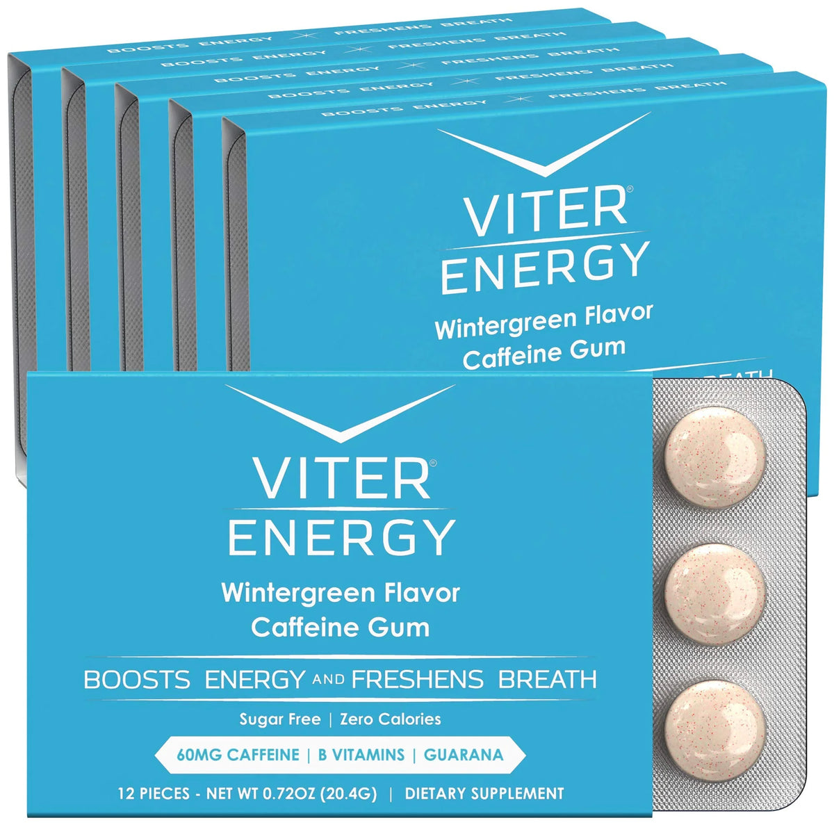 Sugar Free Caffeinated Gum 60mg Caffeine 12pcs 6 Pack O9164