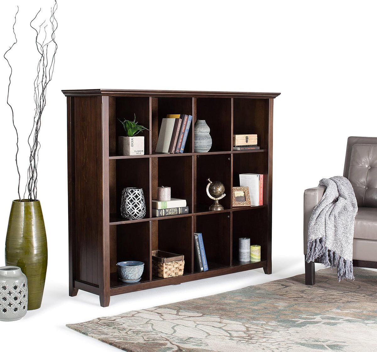12 Cube Solid Wood Storage in Distressed Grey C2646