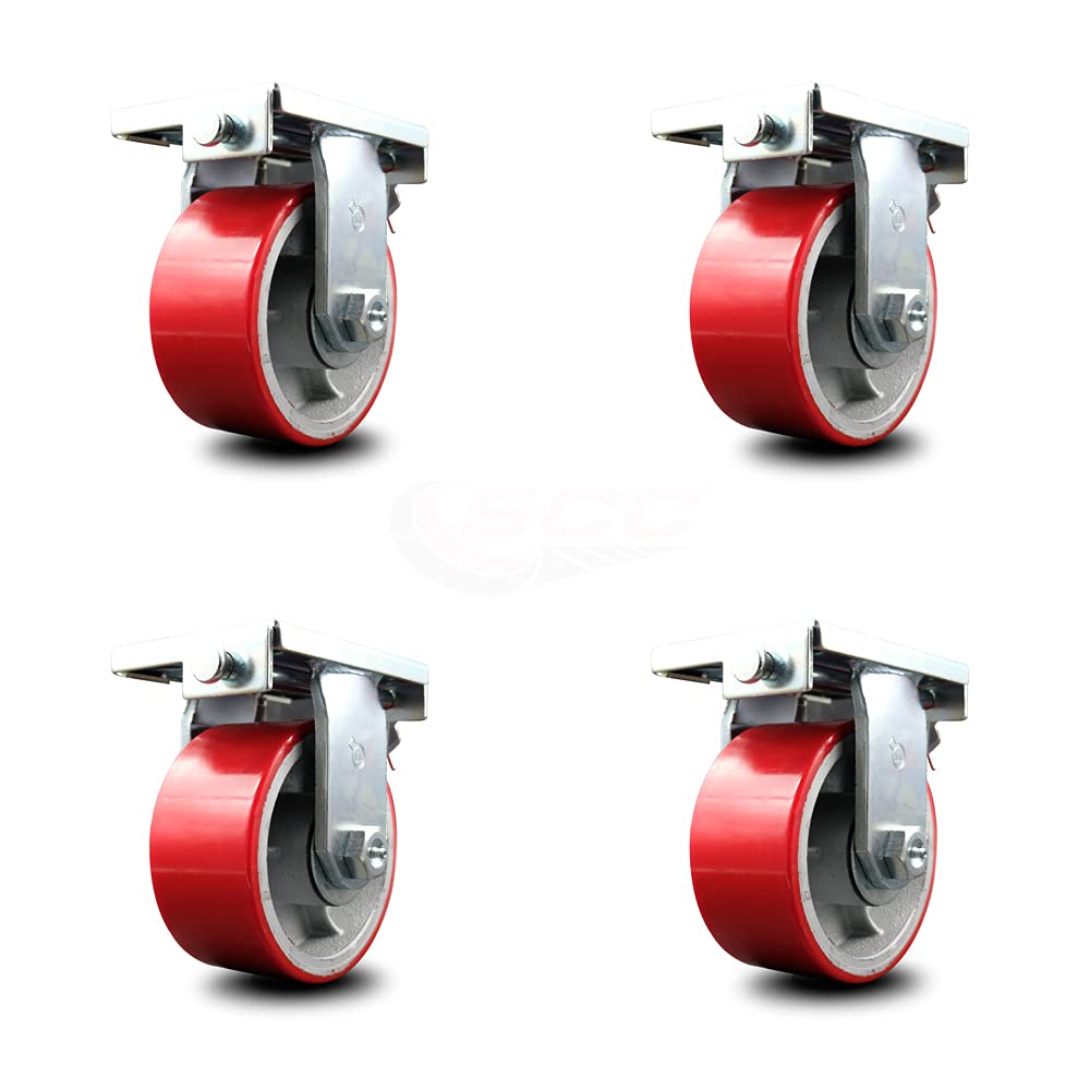 Rigid Caster – 6 Inch Red Poly on Cast Iron Wheel M63768