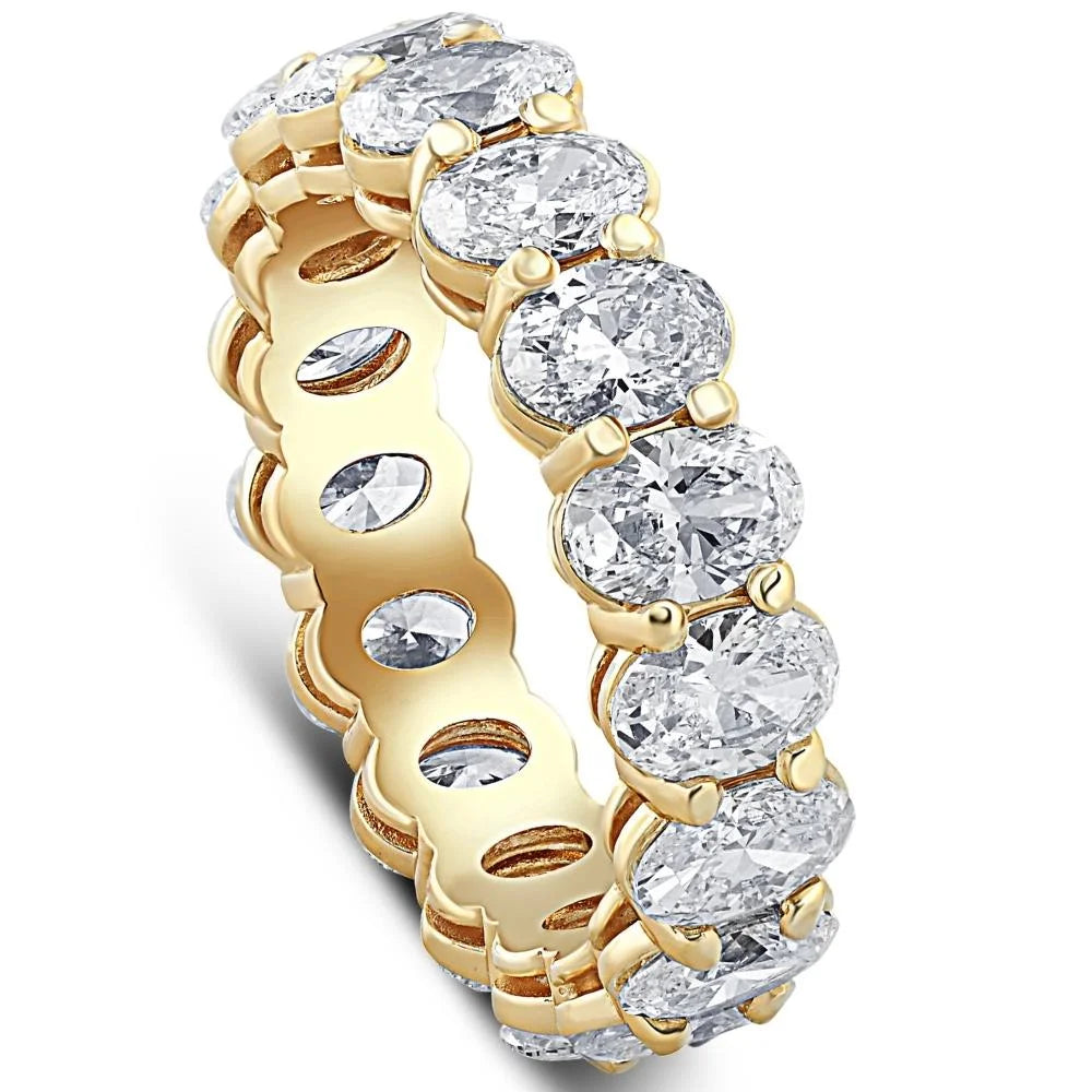 14k Yellow Gold Oval Cut Moissanite Eternity Ring K125
