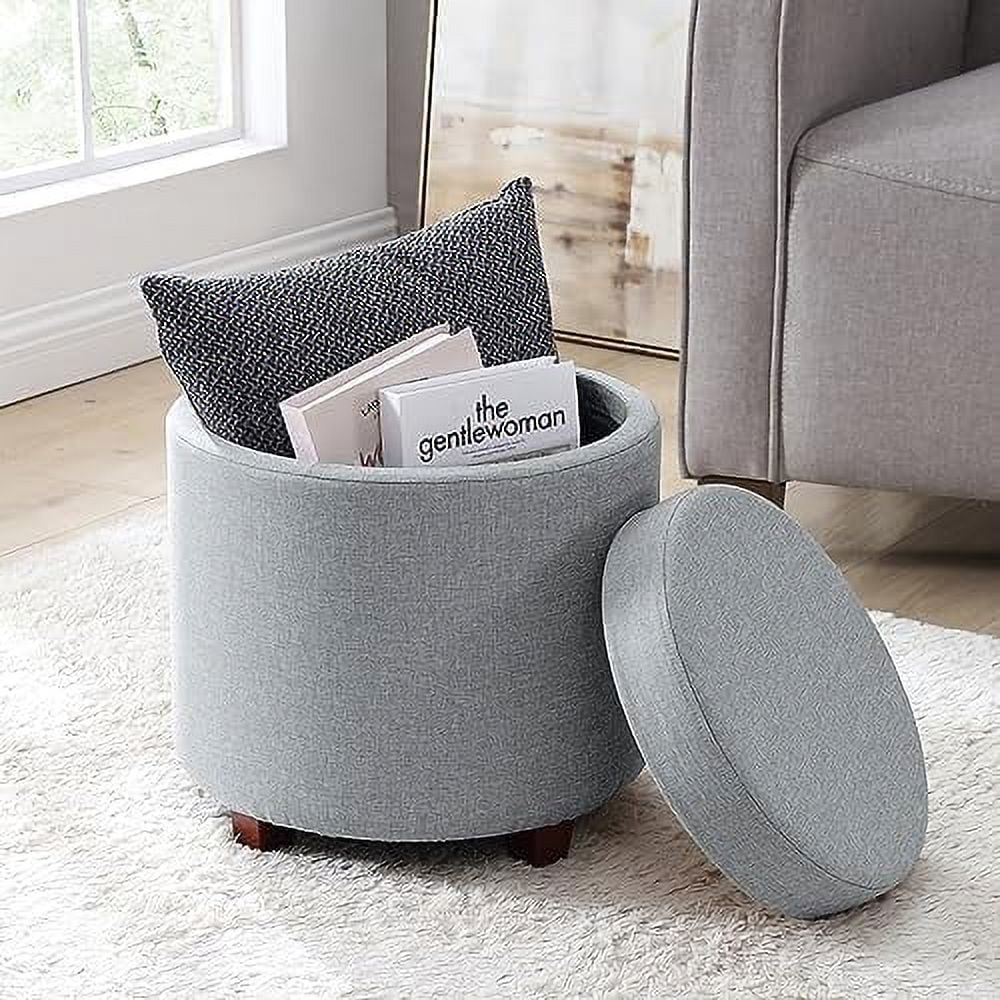 Round Velvet Ottoman with Lift Off Lid and Tray Lid R32583