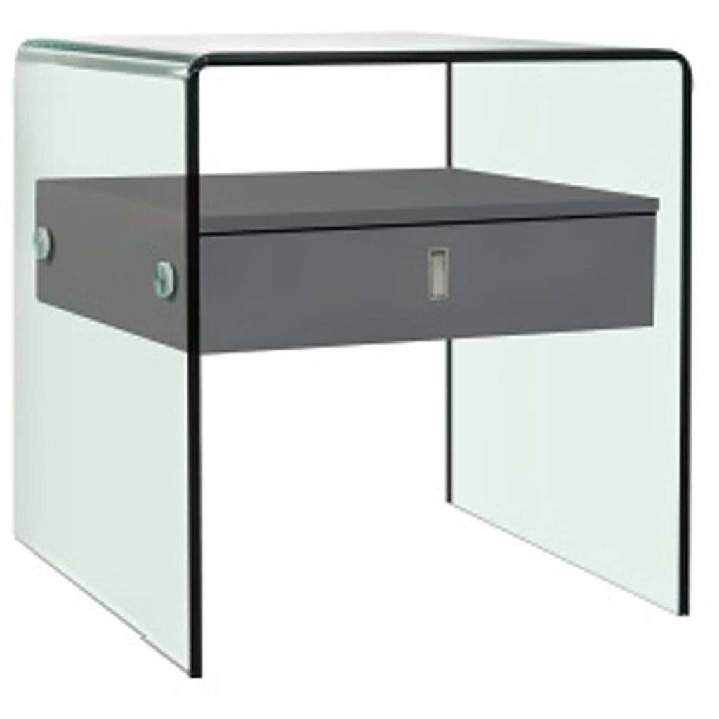 Gray High Gloss Nightstand C47716