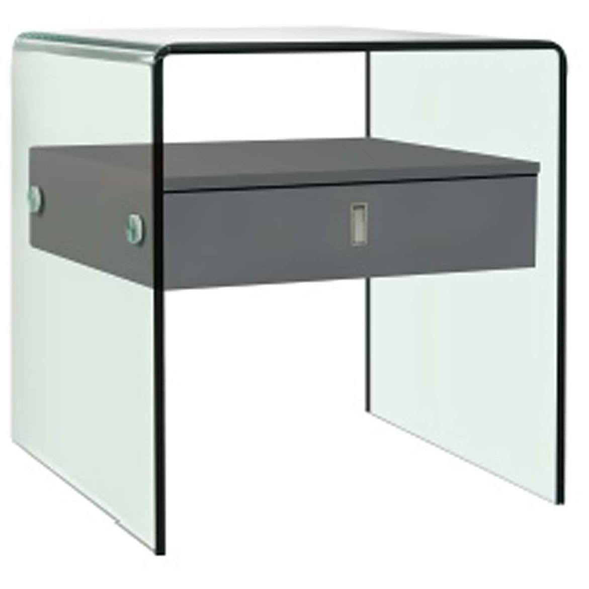 Gray High Gloss Nightstand C47716