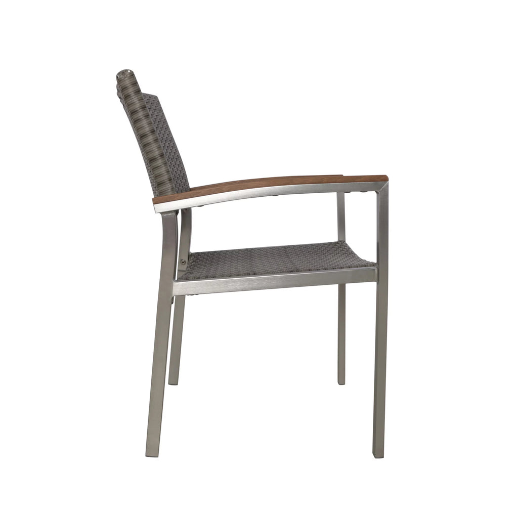 Set of 2 Silver Gray Wicker Dining Chairs Y85816