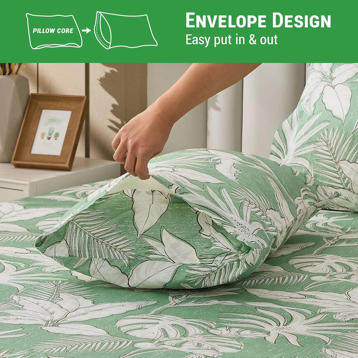 Green Floral Cotton Sheet Set Queen Size 4PC G6774