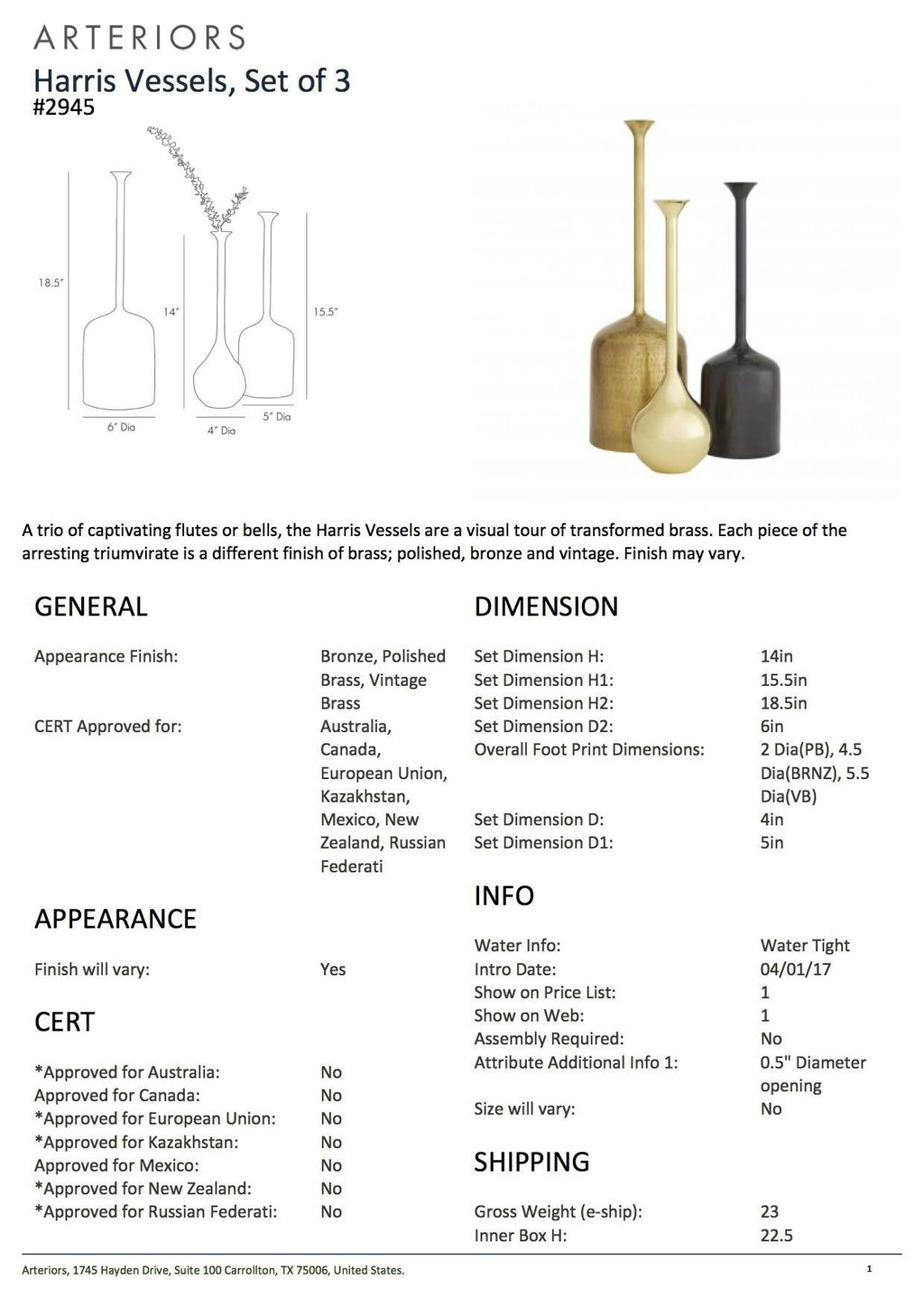 Vessels, Set/3 Y87530