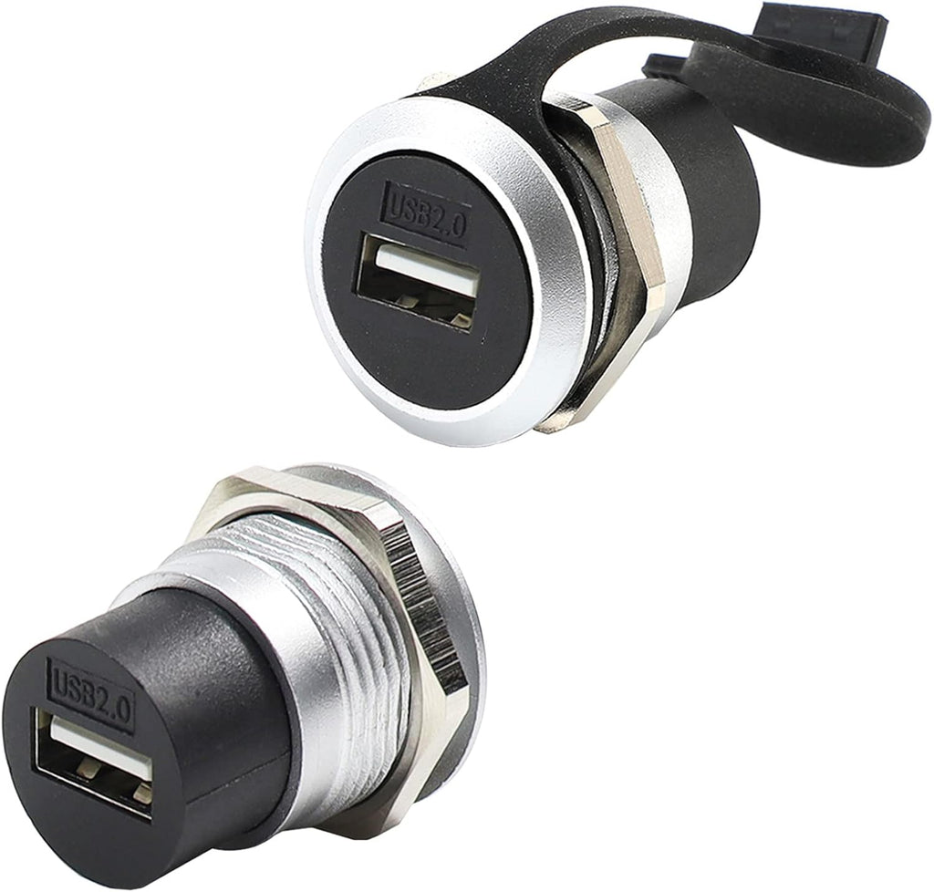 USB 2.0 Panel Mount Coupler, Female to Female Bulkhead Extension Adapter with Dustcap, Pack of 2 O4282
