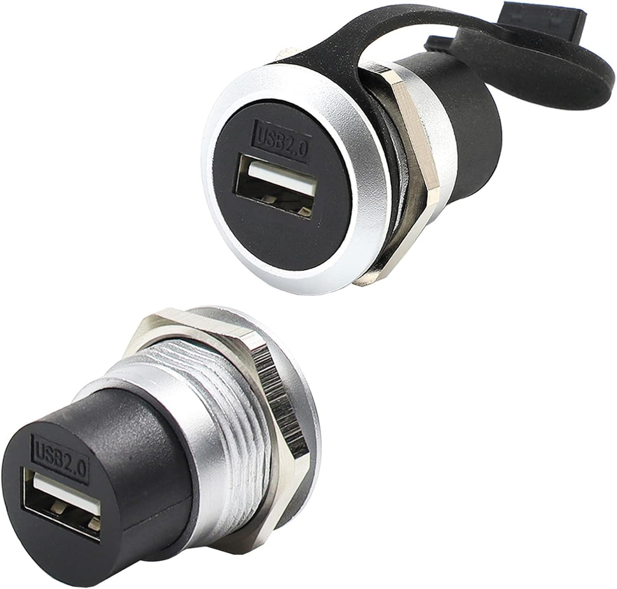 USB 2.0 Panel Mount Coupler, Female to Female Bulkhead Extension Adapter with Dustcap, Pack of 2 O4282