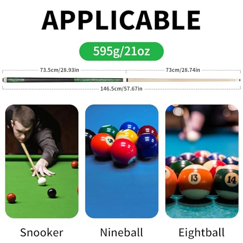Pool Cue Set of 4, 58'' Canadian Maple, 18-21 oz with Extra 2 Pool Chalks X96017