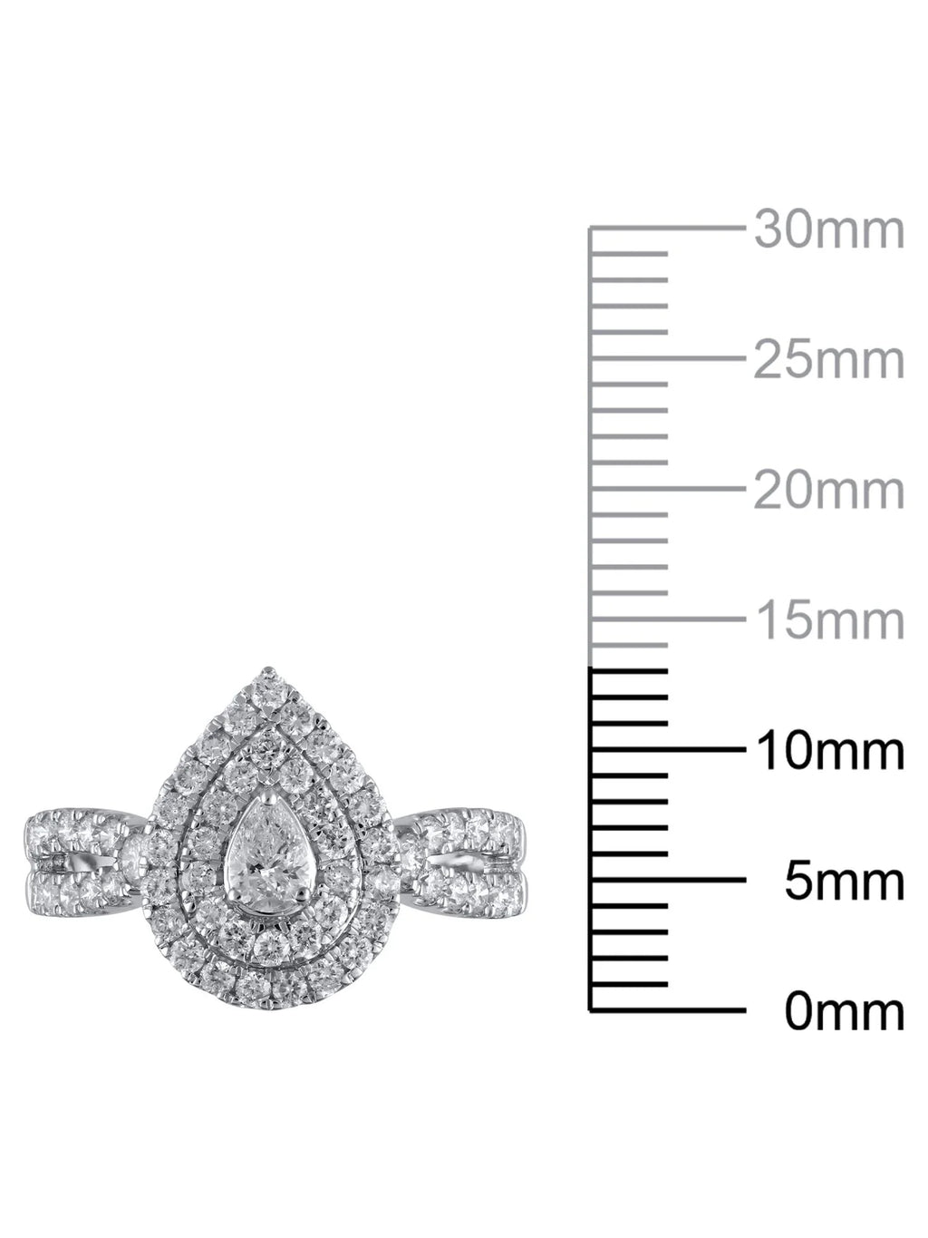 Pear cut Diamond Engagement Ring in 10kt White Gold F738911
