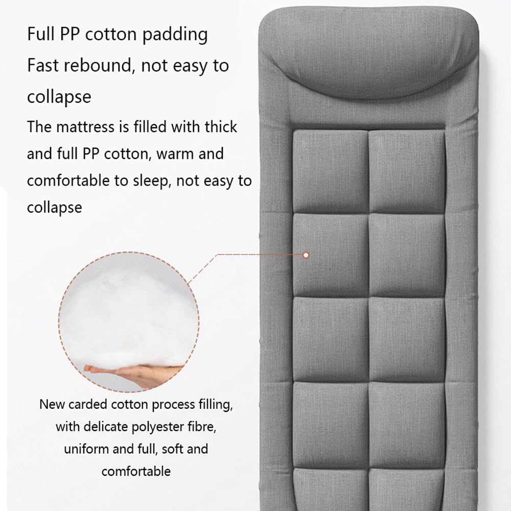 Folding Camping Cot with Mattress and Pillow, Portable Lightweight Adult Sleeping Bed (Dark Grey) F467240