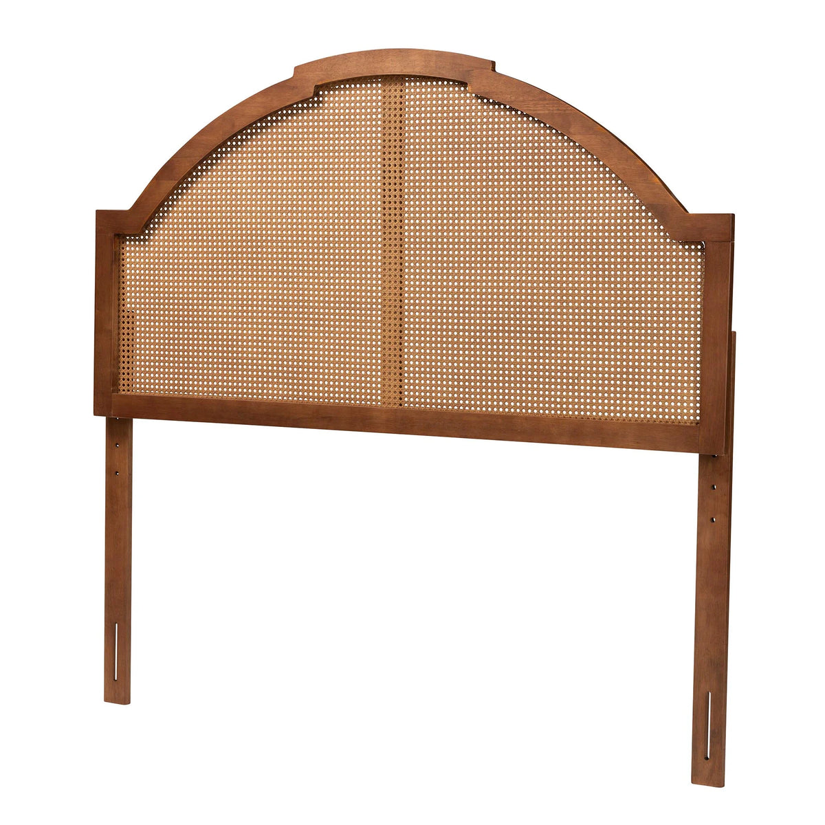 Ash Walnut Finished Wood King Size Headboard with Rattan D455