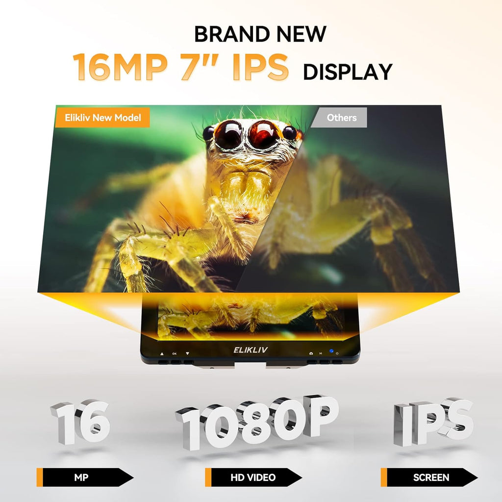7" HDMI Digital Microscope, 1200X, 1080P, 16MP, IPS Screen, 10 LED Lights Q49704