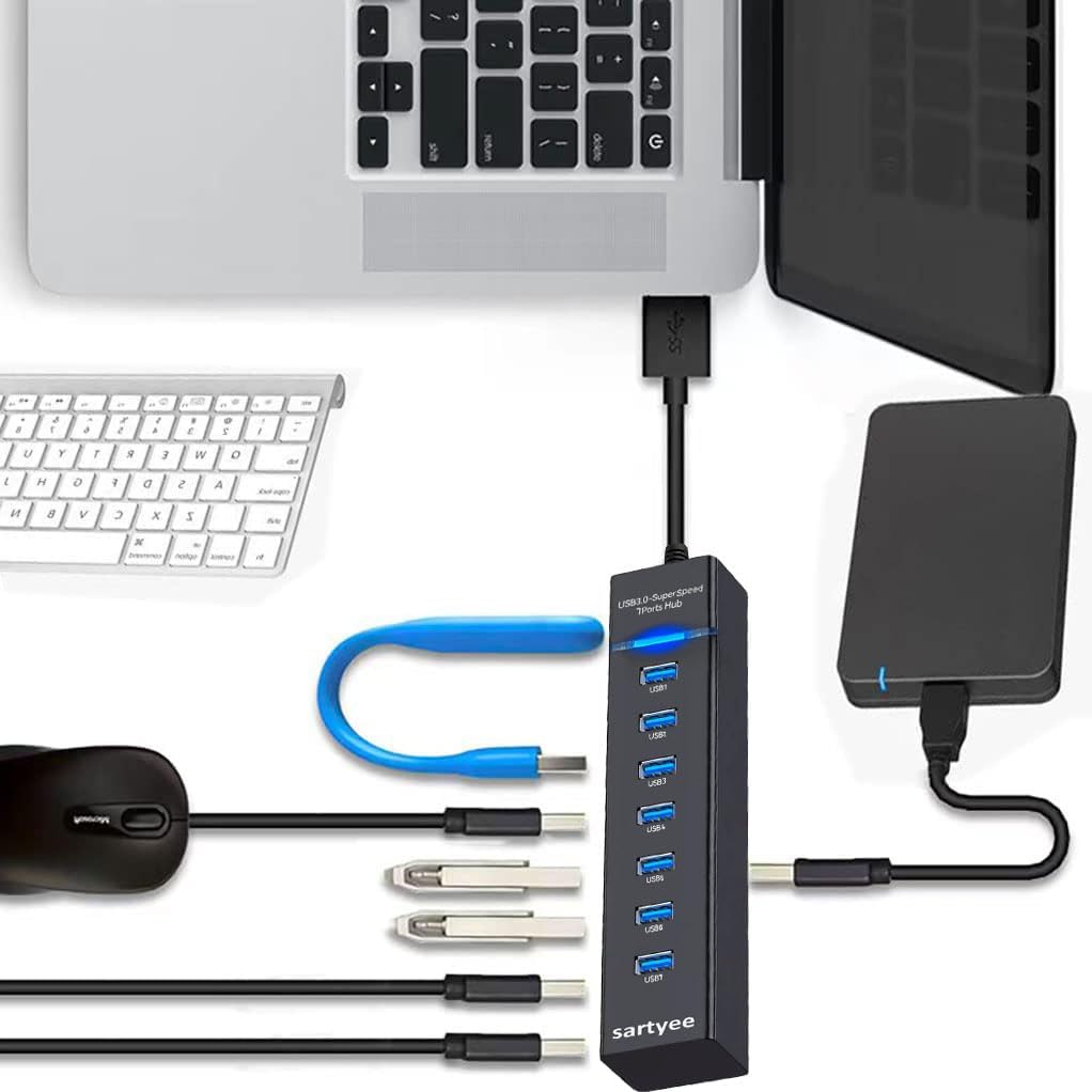 7 Port USB Hub Data Splitter Extender T145