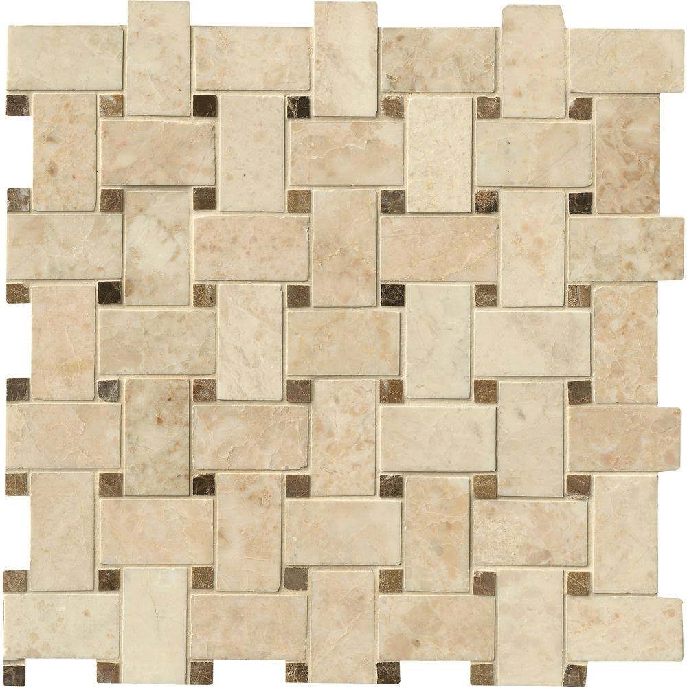 Polished Marble Mesh-Mounted Mosaic Tile L1374