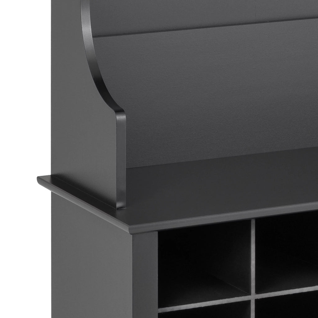 60" Wide Hall Tree with 24 Shoe Cubbies, Black U15875