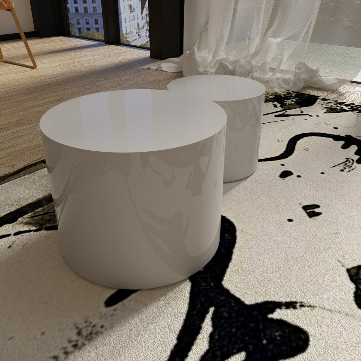 Set of 2 MDF Side Table Coffee Table End Table Nesting Table H53813