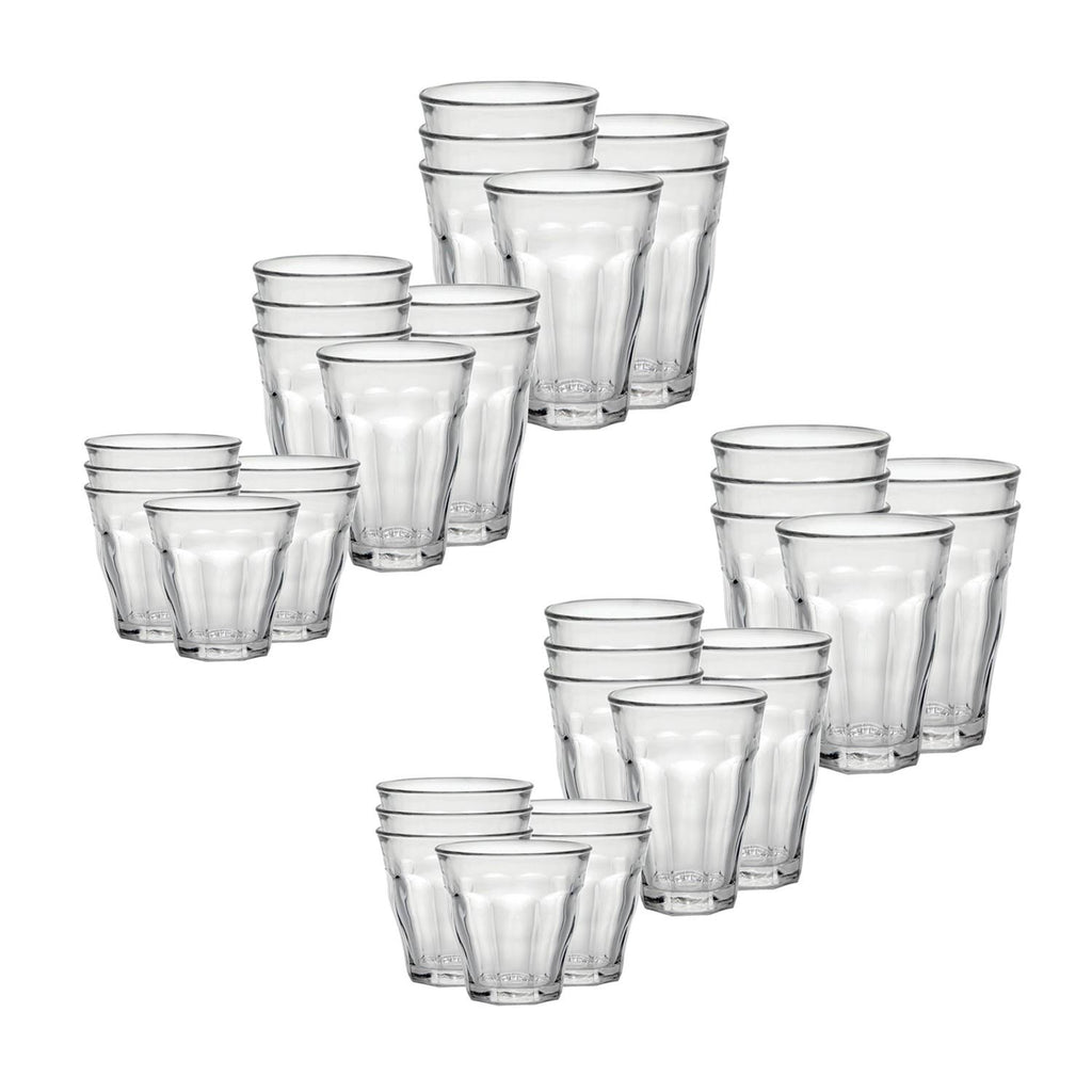 36 Piece Clear Tempered Glass Drinkware and Tumbler W779