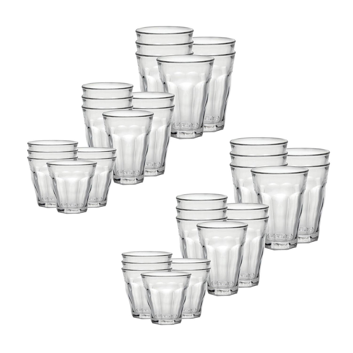 36 Piece Clear Tempered Glass Drinkware and Tumbler W779