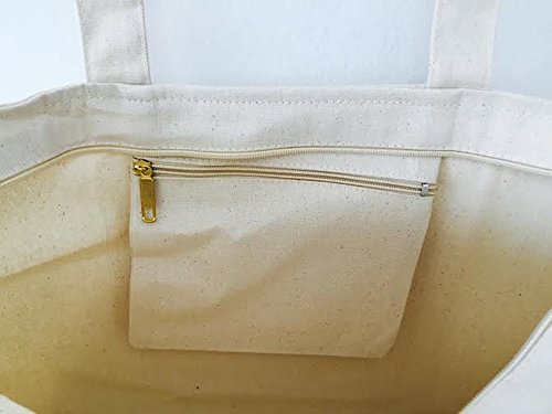 6 Pack Heavy Canvas Large Tote Bag with Zippered Closure V38970