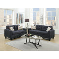 Black Polyfiber Tufted Sofa Loveseat 2pc Set U316
