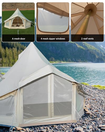 4 Seasons Canvas Bell Tent with 2 Stove Jack X22319