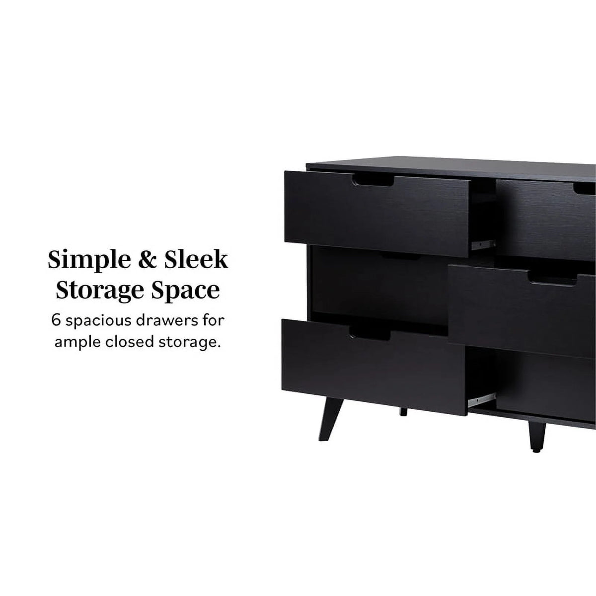 Black 6 Drawer Wood Dresser S24986