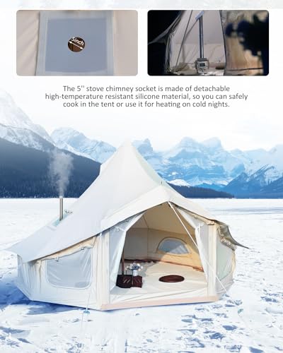 4 Seasons Canvas Bell Tent with 2 Stove Jack X22319