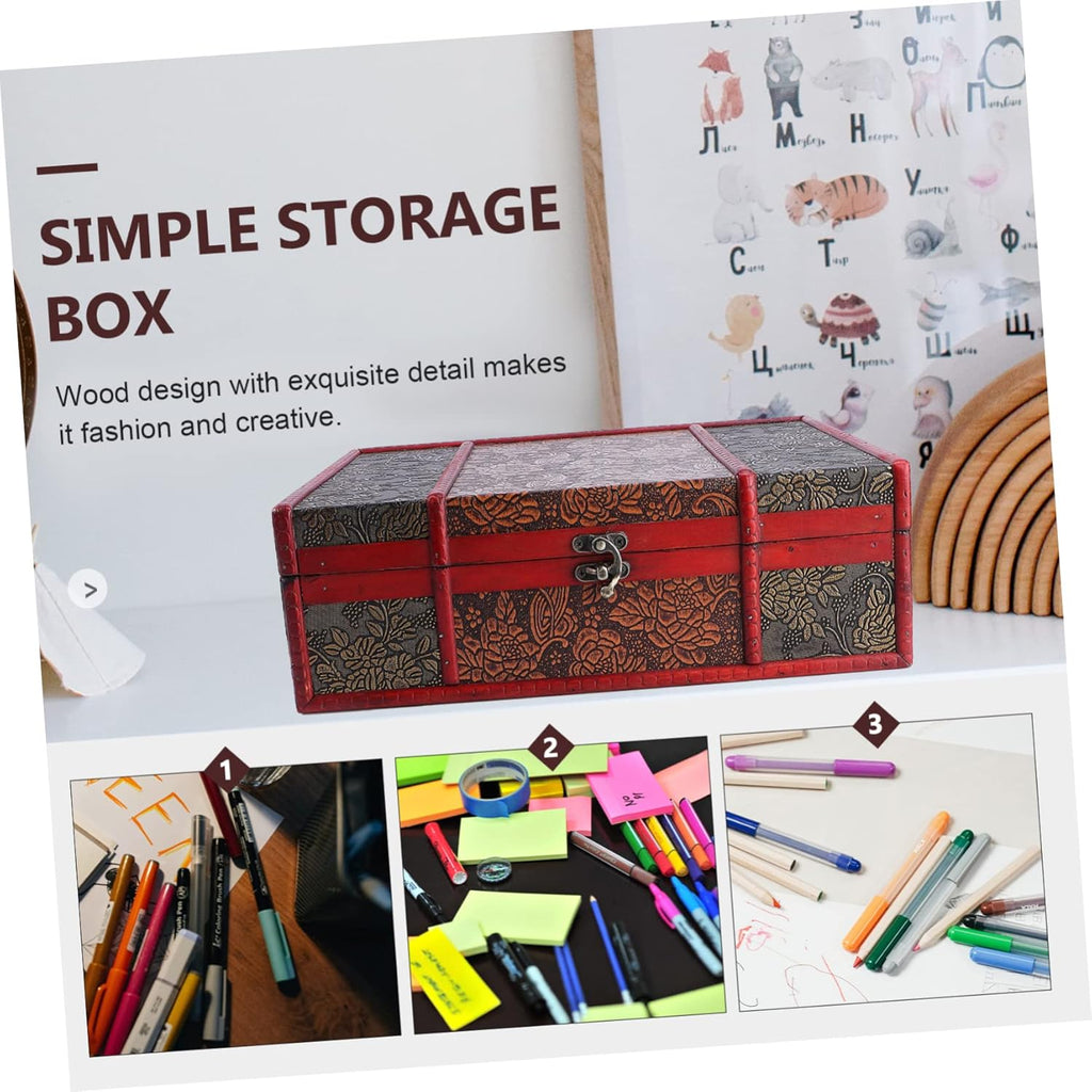 2pcs Wooden Jewelry Storage Case with Lock Ring O40499