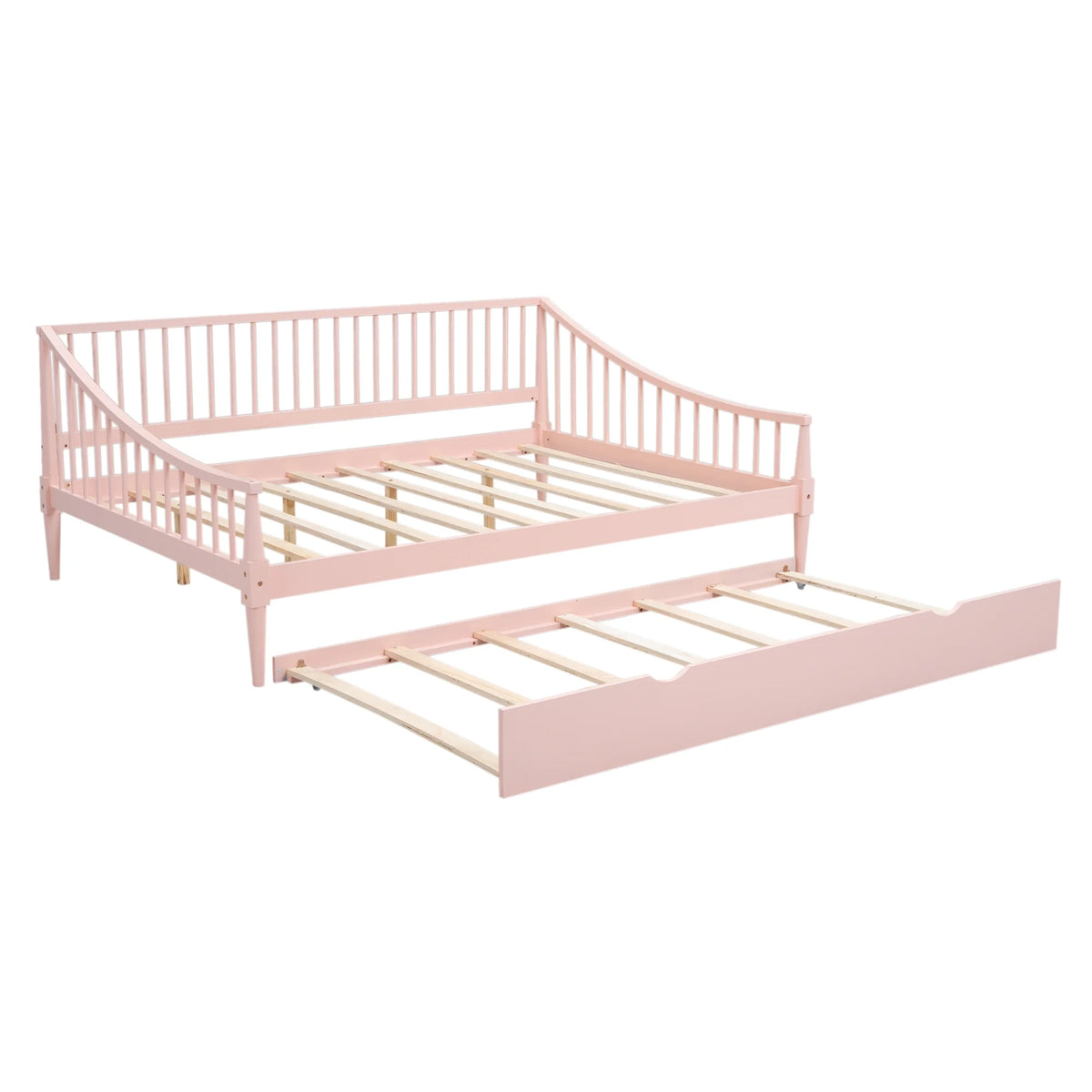 Pink Full Size Wood Daybed with Twin Trundle Z309