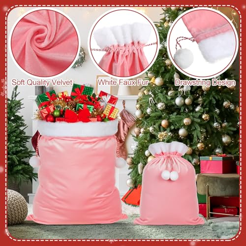 2 Pcs Velvet Christmas Santa Bags with Drawstring I163985