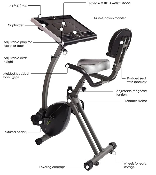 Upright Exercise Bike Workstation and Standing Desk X488206