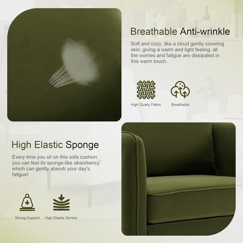 Olive Green Velvet Accent Chair Y50468