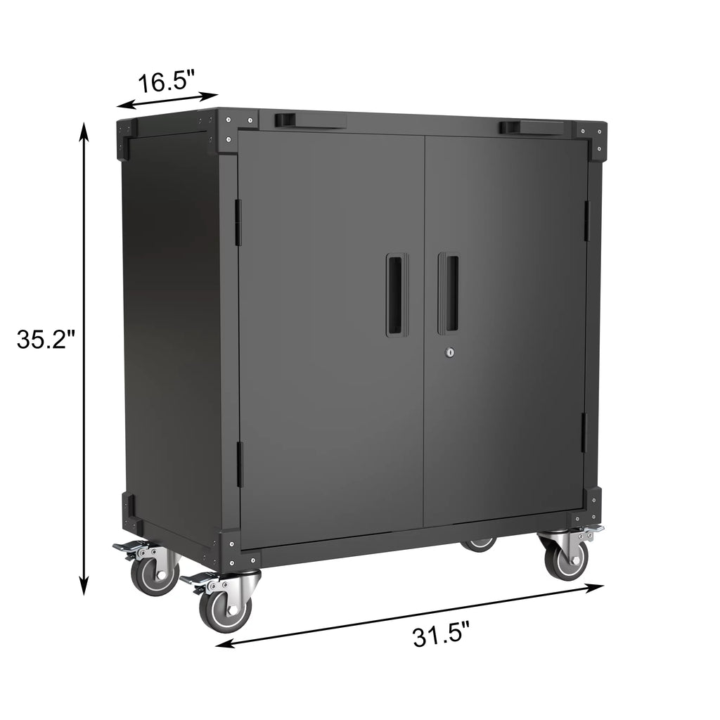 Lockable Steel Storage Cabinet with Adjustable Shelves and Wheels, Black D171016