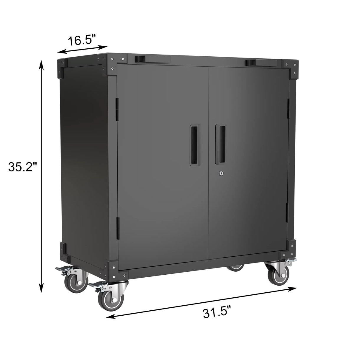 Lockable Steel Storage Cabinet with Adjustable Shelves and Wheels, Black D171016