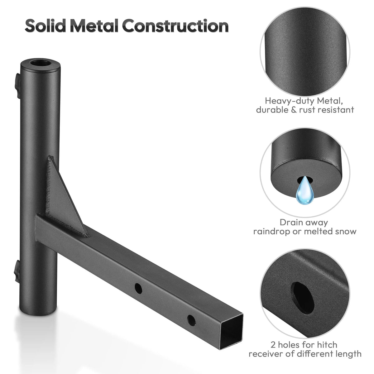 Flag Pole Holder Bracket 2" Hitch Mount with Anti-Wobble Screw I35909