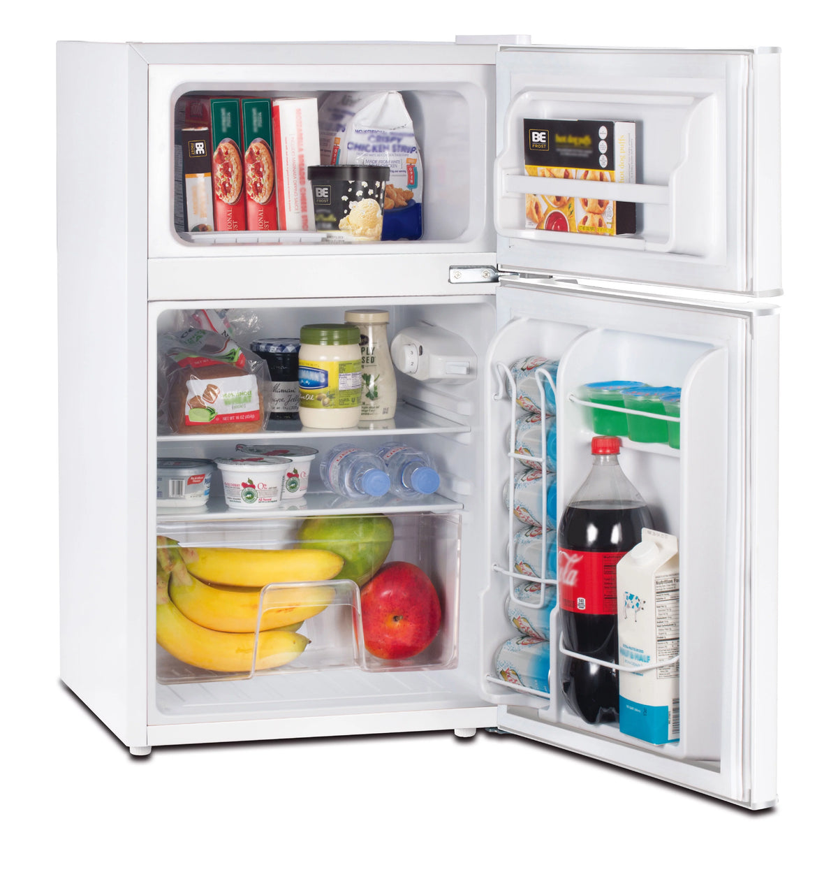 3.2 Cu Ft Two Door Mini Fridge with Freezer, White T996