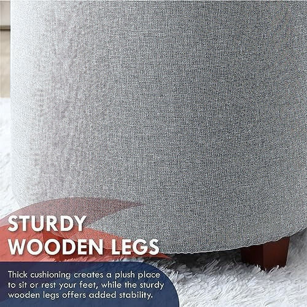 Round Velvet Ottoman with Lift Off Lid and Tray Lid R32583