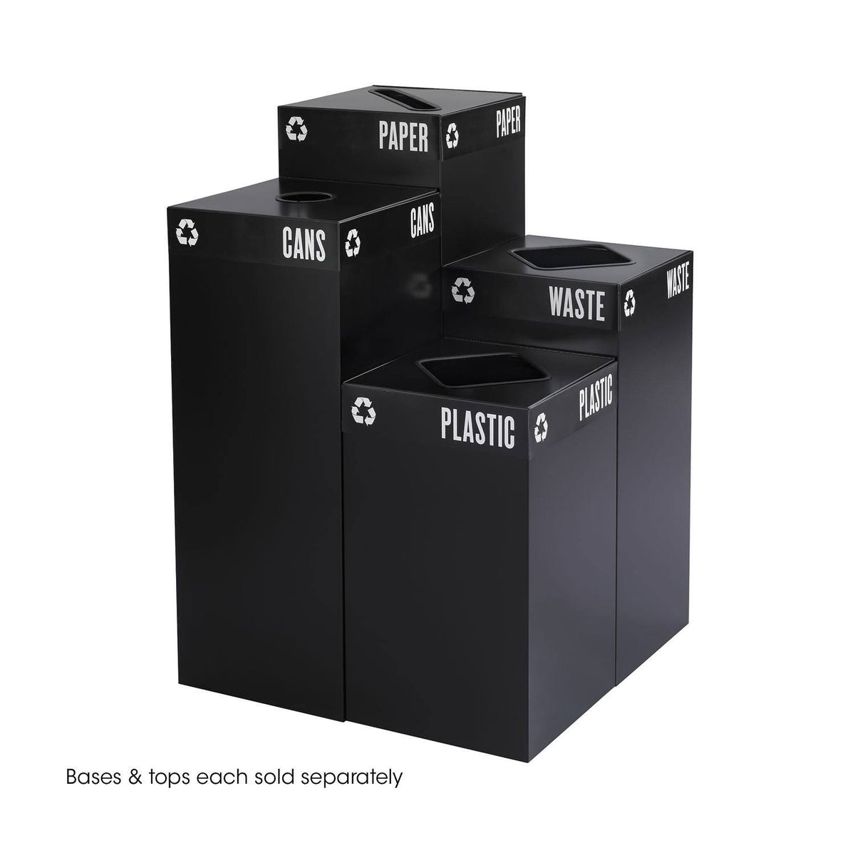42 gal powder-coated steel black Trash Can Base C77518