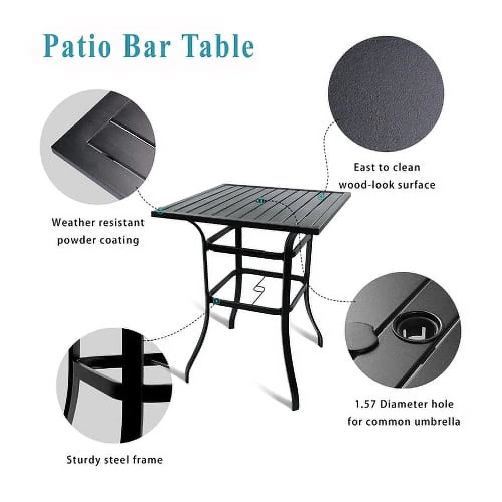 5-Piece Outdoor Textile Bar Set with Swivel Bar Stools X86107