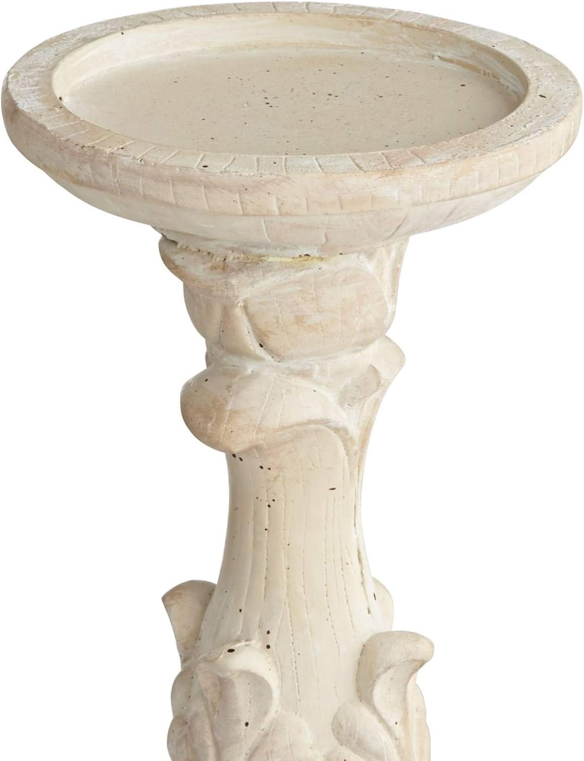 Whitewashed Carved Pillar Candle Holders Set of 3 W15344