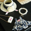 17cm Doll Clothes Set with Hat Pearl Necklace Bag Accessories Blue I8424