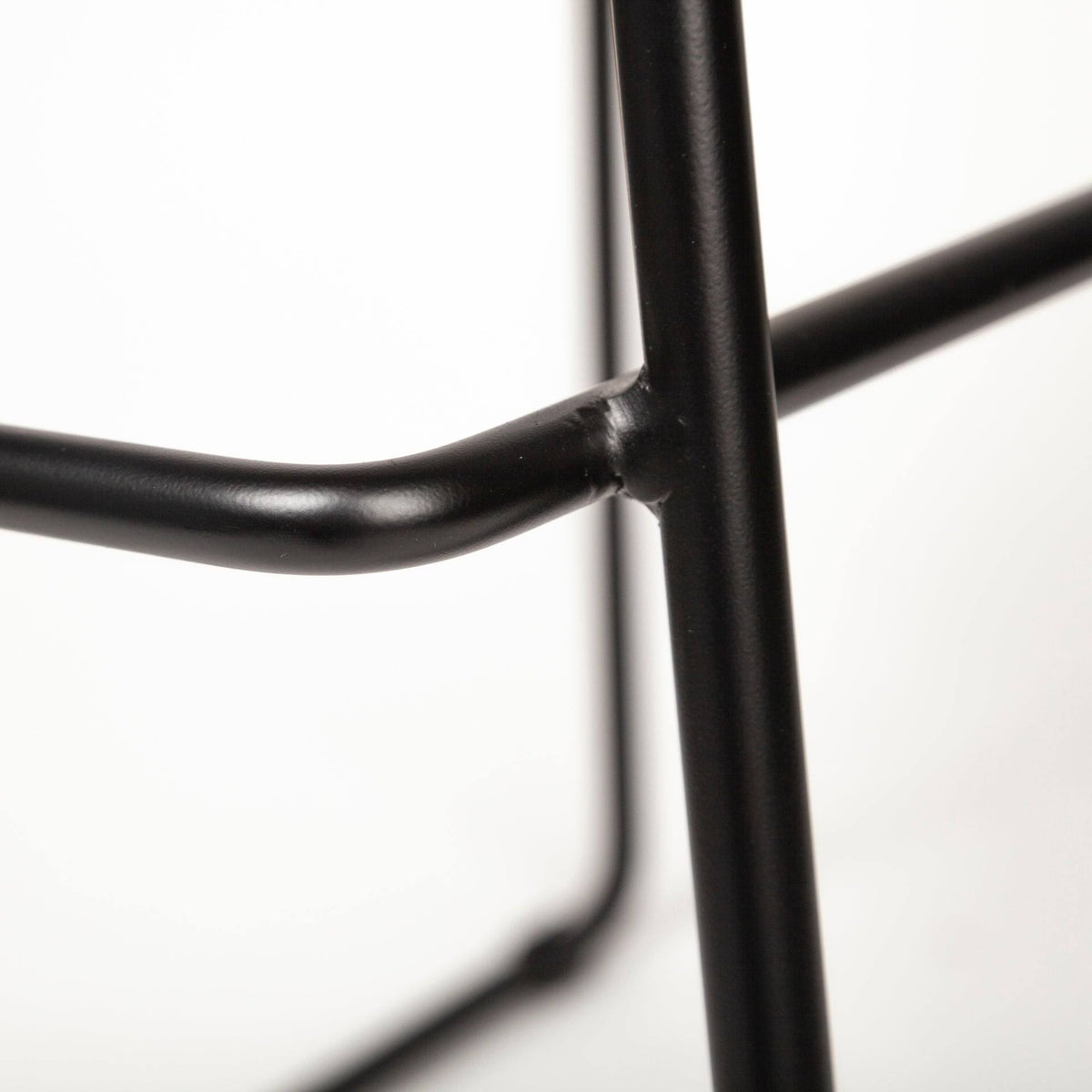 Brown Leather Seat Black Metal Frame Stool A14609