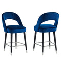 Set of 2 Blue and Black Contemporary Counter Stools W48721