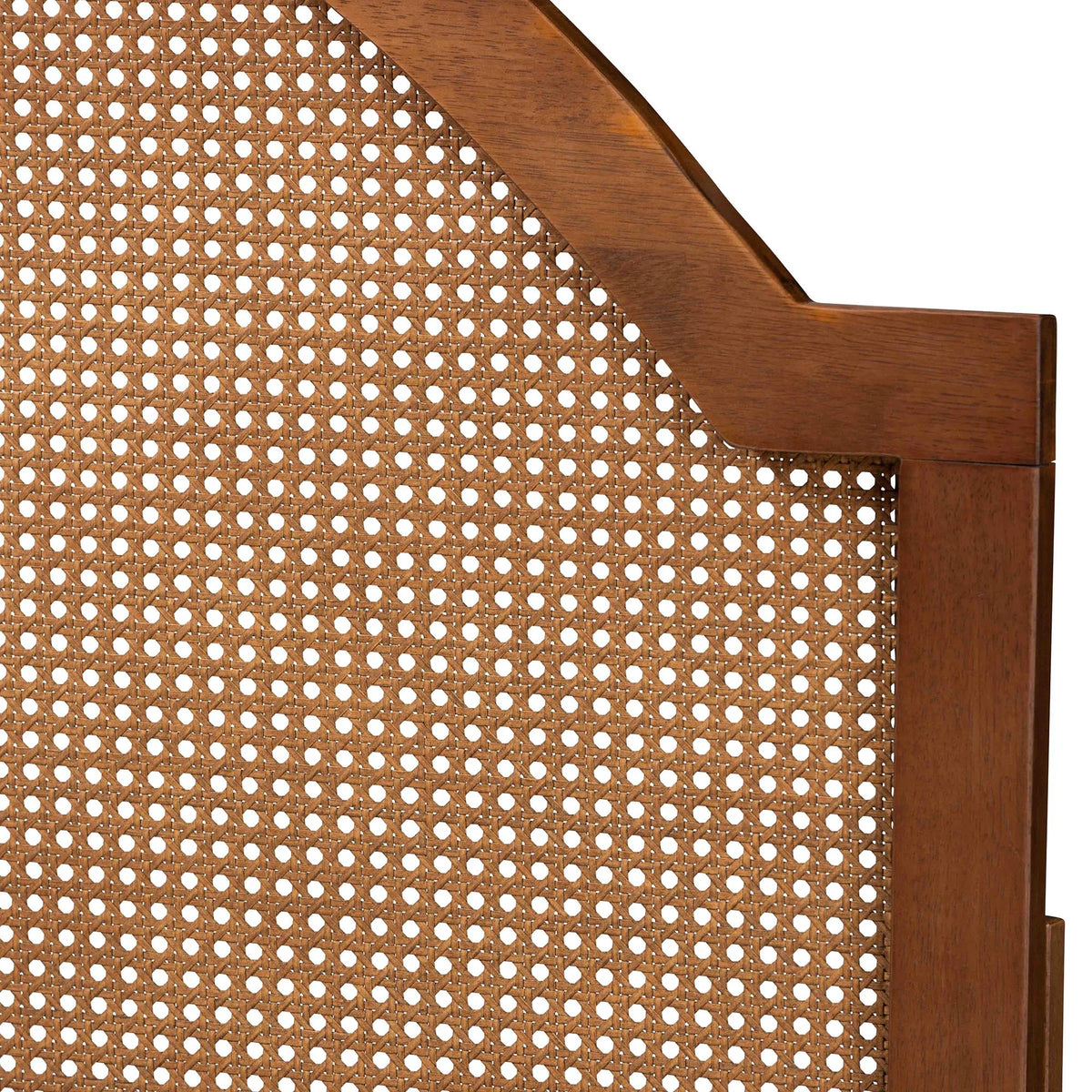 Ash Walnut Finished Wood King Size Headboard with Rattan D455