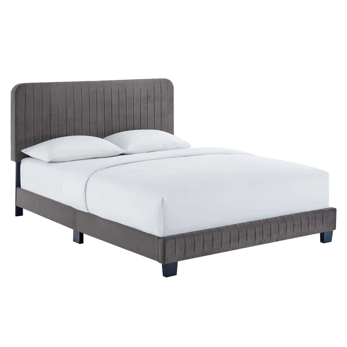 King Channel Tufted Performance Velvet Platform Bed P351895