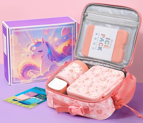 3-Compartment 32OZ Bento Lunch Box with Thermos, Lunch Bag, Insulated Food Jar & Ice Pack Set A302