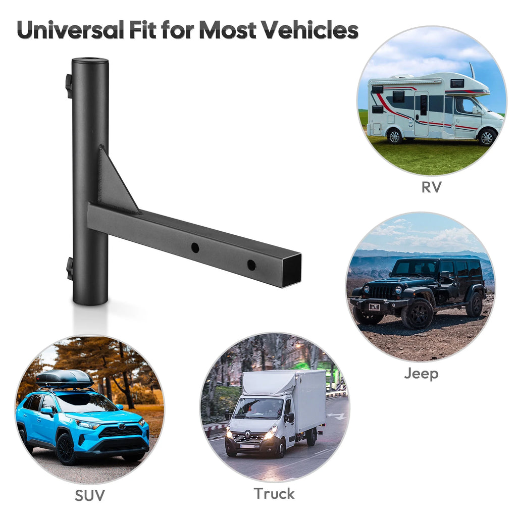 Flag Pole Holder Bracket 2" Hitch Mount with Anti-Wobble Screw I35909