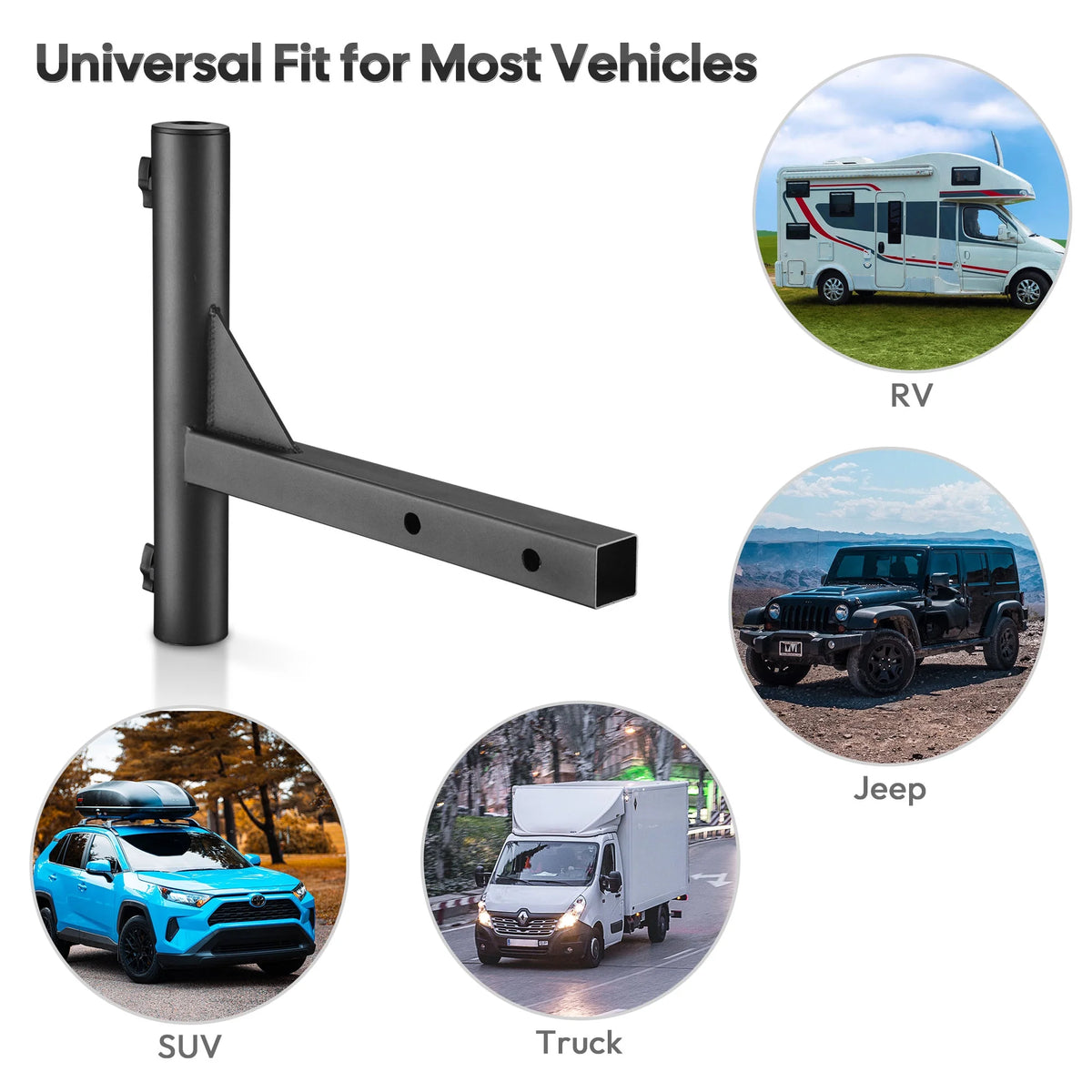 Flag Pole Holder Bracket 2" Hitch Mount with Anti-Wobble Screw I35909