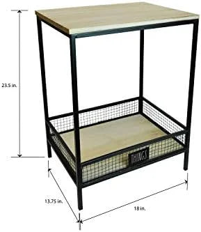 Solid Wood and Metal End Table Nightstand R87757